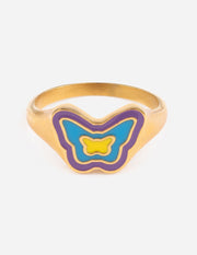 Elevated Faith Blue Enamel Butterfly Ring Christian Ring