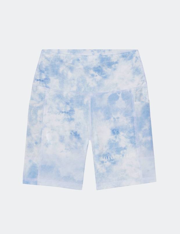 Elevated Faith Blue Tie-Dye Biker Short Christian Biker Short