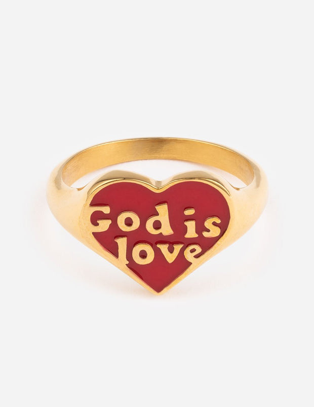 Elevated Faith Enamel God is Love Ring Christian Ring