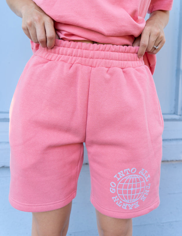 Elevated Faith Go Into All The Earth Pink Unisex Short Christian Short