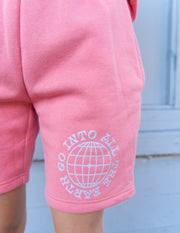 Elevated Faith Go Into All The Earth Pink Unisex Short Christian Short