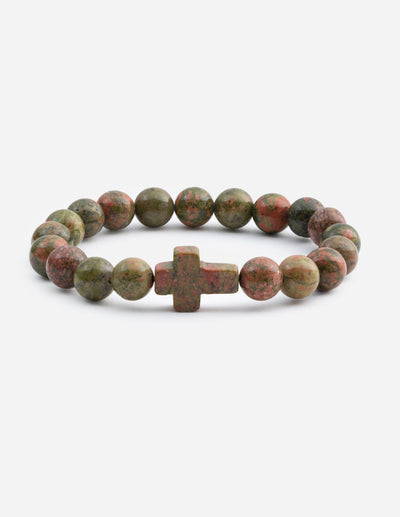 Elevated Faith Jasper Cross Christian Stone Bracelet