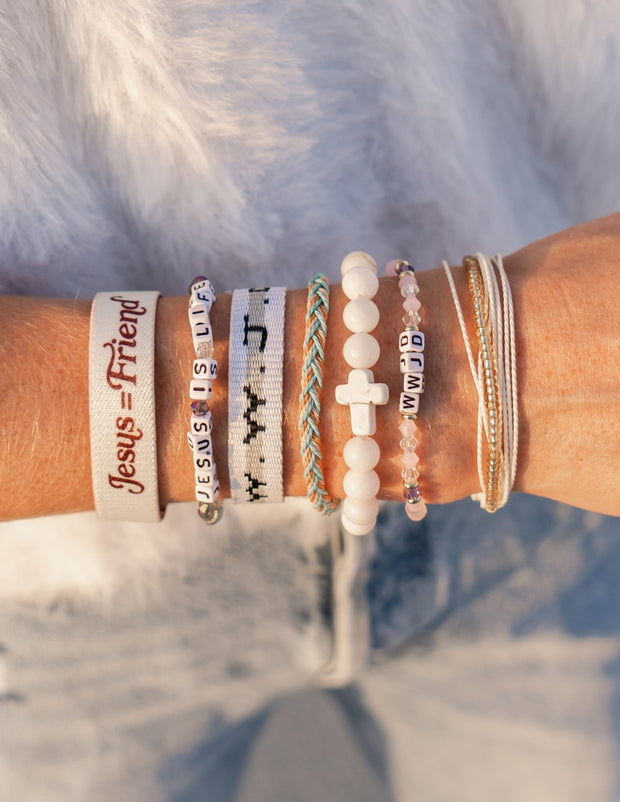 Elevated Faith Jesus is Life Letter Bracelet Christian Letter Bracelet