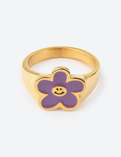 Elevated Faith Lavender Smiley Flower Ring Christian Ring