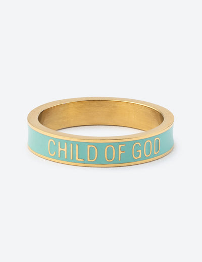 Elevated Faith Mint Enamel Child of God Ring Christian Ring