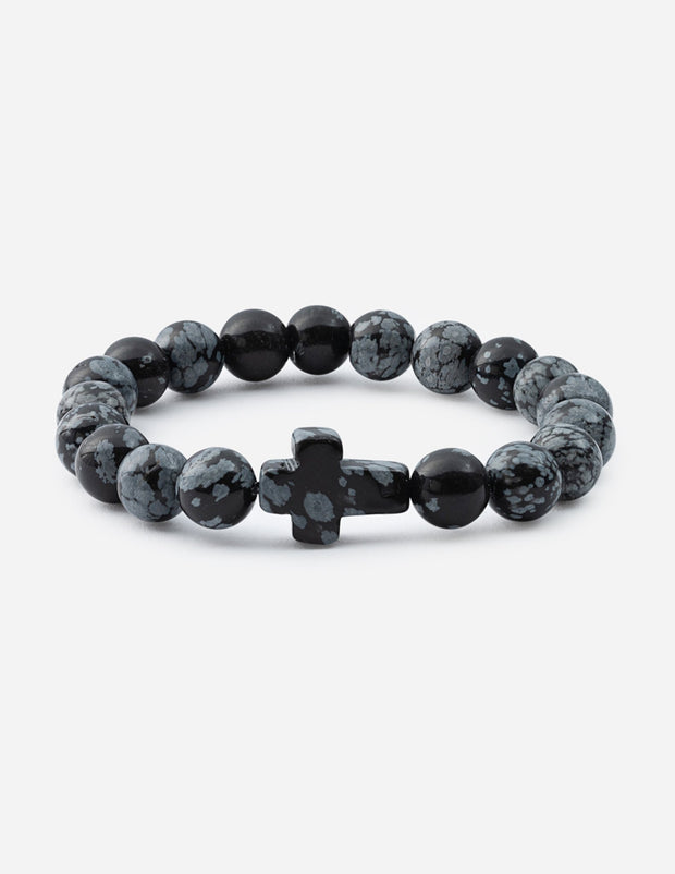 Elevated Faith Obsidian Cross Christian Stone Bracelet