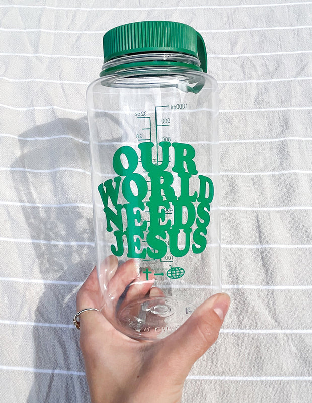 Elevated Faith Our World Needs Jesus Water Bottle Christian