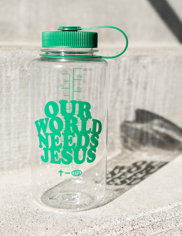 Elevated Faith Our World Needs Jesus Water Bottle Christian