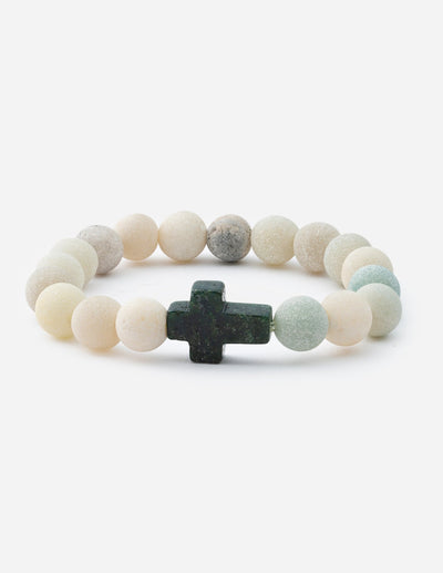 Elevated Faith Sandstone Cross Christian Stone Bracelet