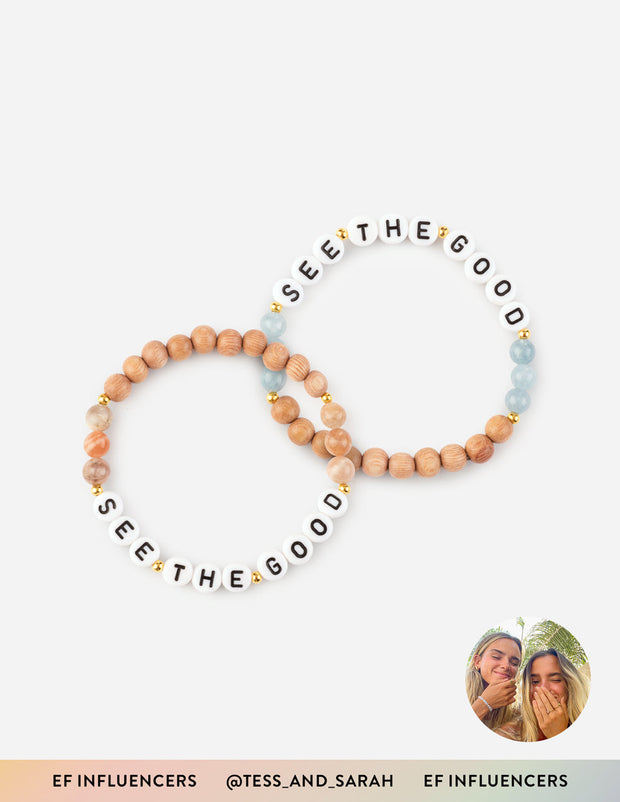 Elevated Faith See The Good x Tess and Sarah Friendship Pack Christian Letter Bracelet