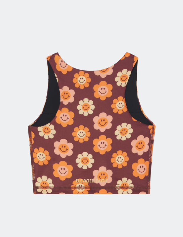 Elevated Faith Smiley Flower Bra Tank Christian Sports Bra