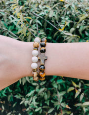 Elevated Faith Tiger Eye Cross Christian Stone Bracelet