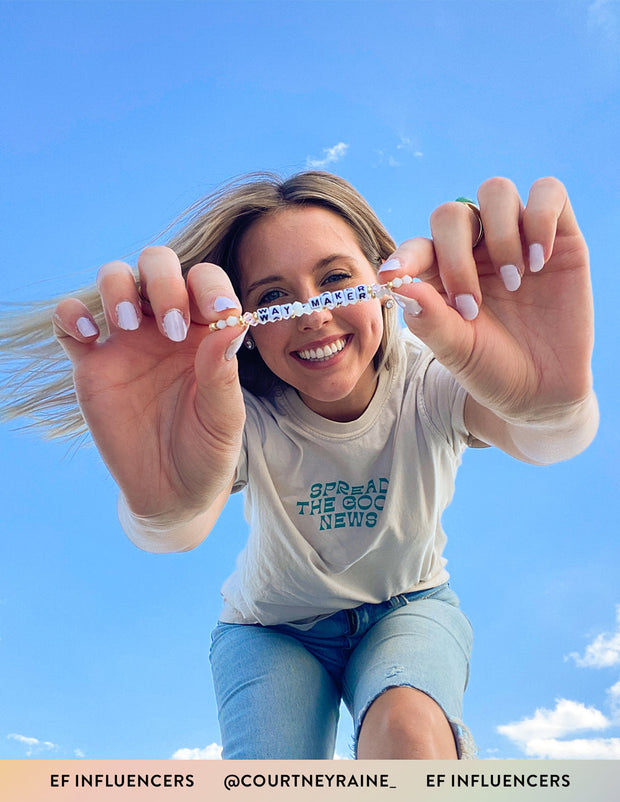 Elevated Faith Way Maker x Courtney Raine Christian Letter Bracelet