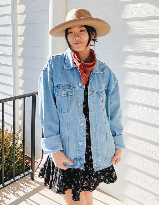 Elevated Faith What a Friend In Jesus Denim Jacket Christian Jacket